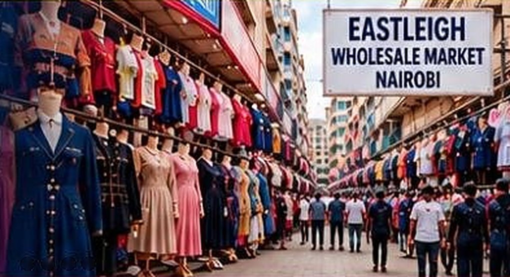 Eastleigh wholesale market street with clothing shops